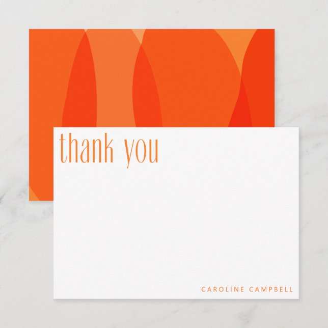 Moderne, orange Abstrakte Formen - kundenspezifisc Dankeskarte (Vorne/Hinten)