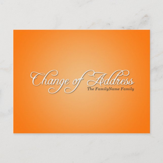 Moderne orange Adressenänderung Postkarte (Vorderseite)