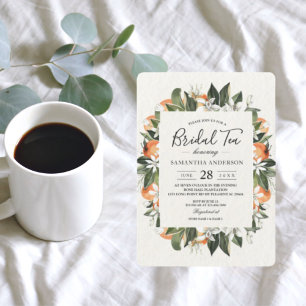 Moderne Orange & Blume Aquarellrahmen Einladung