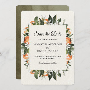 Moderne Orange & Blume Aquarellrahmen Save The Date