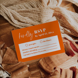 Moderne Orange Bold Wedding RSVP Enclosure Card Begleitkarte