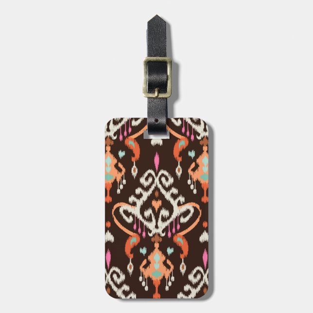 Moderne orange-braune Hüftgürtelmuster Gepäckanhänger (Vorderseite vertikal)