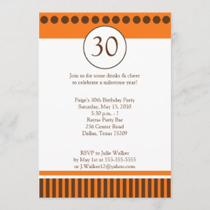 Moderne Orange & Brown 12x18 Birthday Einladung