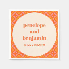 Moderne Orange Custom Wedding Mitte des Jahrhunder Serviette