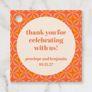 Moderne Orange Custom Wedding Mitte Jahrhundert Vi Geschenkanhänger