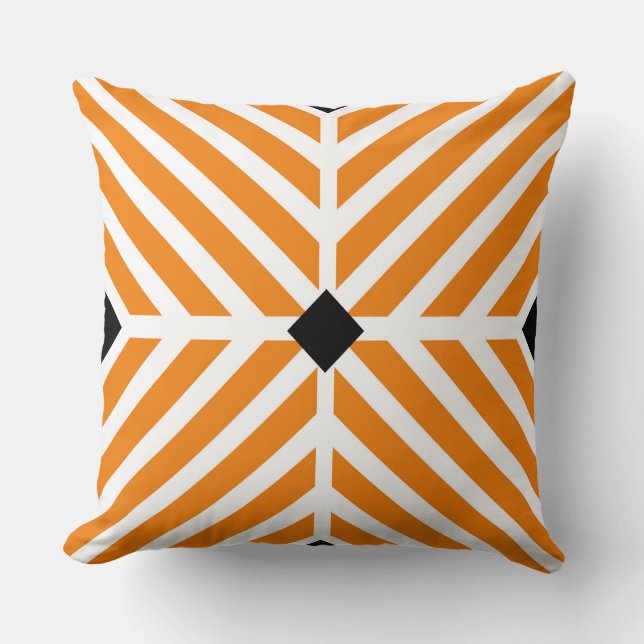 Moderne orange Diagonalstreifen Kissen (Vorderseite)