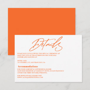 Moderne, orange farbenfrohe Hochzeitskarte RSVP Karte