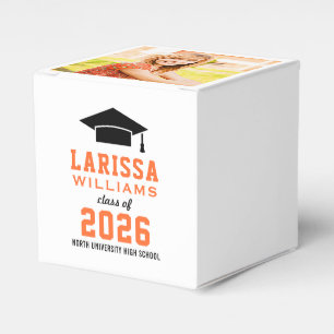 Moderne Orange Foto Custom Graduation Party Geschenkschachtel