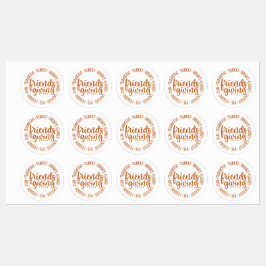 Moderne Orange Friendsgiving Circle Labels Etiketten