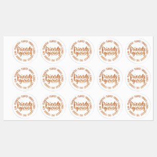 Moderne Orange Friendsgiving Circle Labels Etiketten