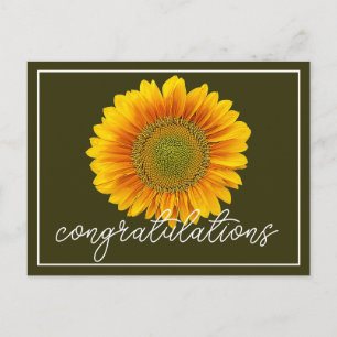 Moderne Orange & Gelbe Sonnenblume Gratulation Postkarte