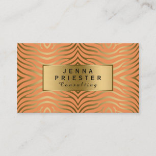Moderne orange-gelbe Zebrastreifenmuster Visitenkarte