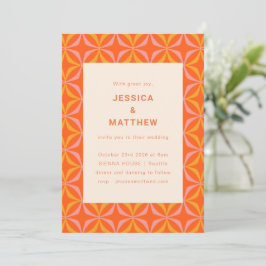 Moderne Orange Geometric Einzigartige Hochzeit Mit Einladung
