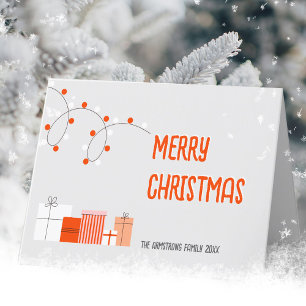 Moderne orange Geschenklichter Minimalist Feiertagskarte