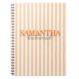 Moderne Orange Gestreifte Schrift Brautjungfer Nam Notizblock