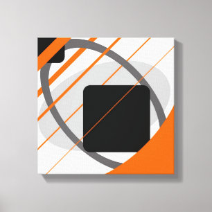 Moderne, orange-graue schwarz-weiß gestreifte Canv Leinwanddruck