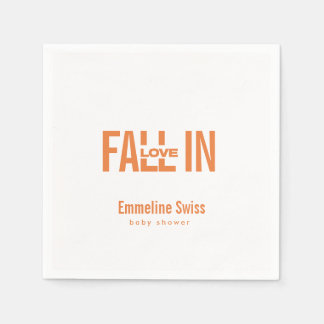 Moderne Orange Herbst Liebes-Baby-Party Serviette
