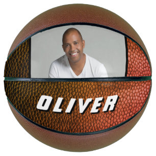 Moderne orange Leder-Namens-Foto-Basketball Basketball