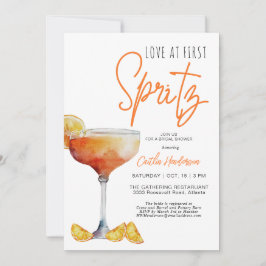Moderne orange Liebe im ersten Spritz-Brautparty Einladung