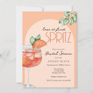 Moderne Orange Liebe im First Spritz Brautparty Einladung