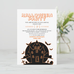 Moderne Orange Line Kunst Spukhaus Halloween Einladung