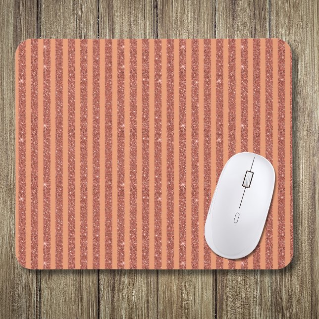 Moderne Orange Mango Glitter Style Vertikale Strei Mousepad (Von Creator hochgeladen)