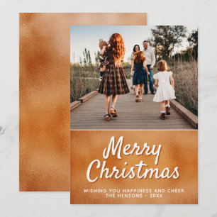 Moderne Orange Metallische Frohe Weihnachten Foto
