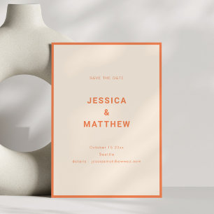 Moderne Orange Minimalistische Typografie Hochzeit Save The Date