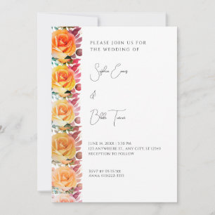Moderne Orange Ombre Rose White Wedding Einladung