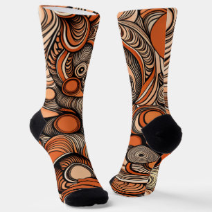 Moderne Orange-Pfirsich-Abstrakte Muster Socken