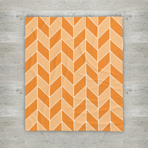 Moderne Orange-Pfirsich-Fischgrät-Chevron-Muster Fleecedecke