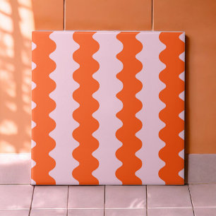 Moderne Orange-Pink Groovy Streifen Minimalistisch Fliese