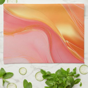 Moderne Orange-Pink- und Gold-Abstract-Luxus- Geschirrtuch
