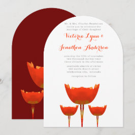 Moderne Orange Poppies Hochzeitseinladung Einladung