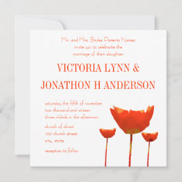 Moderne Orange Poppies Hochzeitseinladung Einladung