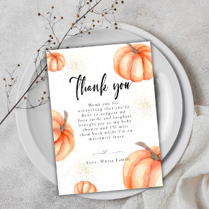 Moderne Orange Pumpkin Baby Dusche Danke Karten