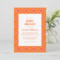 Moderne Orange Retro Bold Typografy Baby Dusche