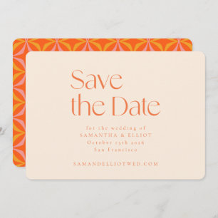 Moderne Orange Retro Geometric Simple Wedding Save The Date
