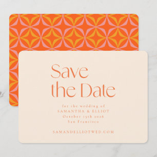 Moderne Orange Retro Geometrische Einfache Hochzei Save The Date