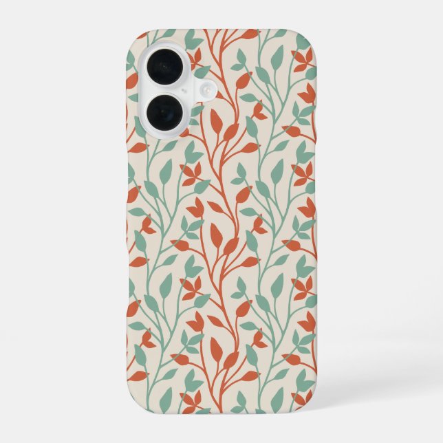Moderne Orange-Salbei-Botanik-Reben-Design iPhone 16 Hülle (Rückseite)