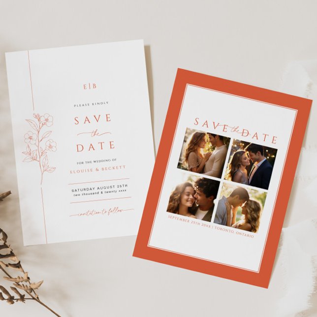 Moderne Orange Save the Date Hochzeitseinladung Einladung (Von Creator hochgeladen)