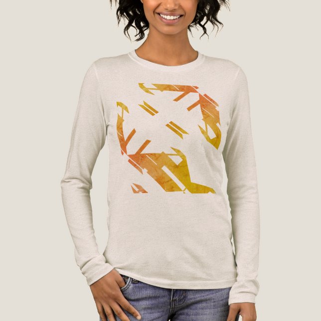 Moderne Orange Südwestkunst Abstrakt aussehen Tri-Blend Shirt (Vorderseite)