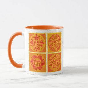 Moderne Orange Sun Faces Tasse Mitte des Jahrhunde