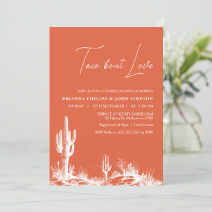 Moderne Orange Taco 'Bout Love Paarschirm Einladung