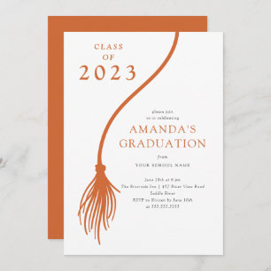 Moderne Orange Tassel Graduation Party Einladung