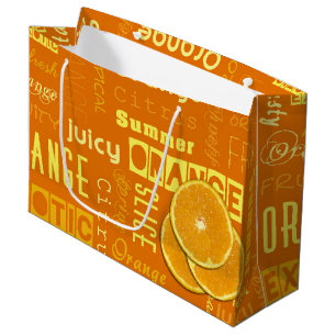 Moderne orange Typografie-Frucht-Scheibe Große Geschenktüte