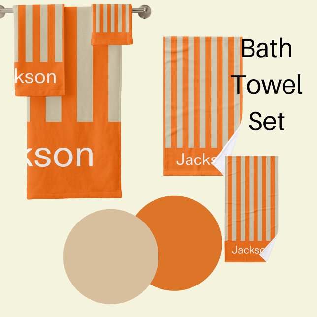 Moderne, orange und beige gestreift badhandtuch set (Von Creator hochgeladen)