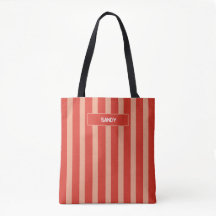 Moderne orange und beige Streifen Monogramm Name