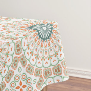 Moderne Orange und Grüne Mandala-Muster Tischdecke