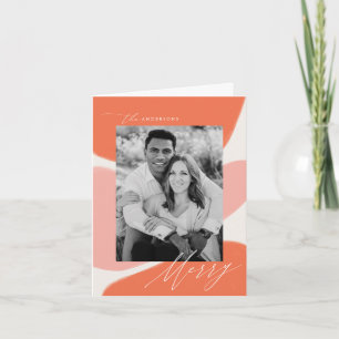 Moderne Orange- und Rosé-Abstrakt-Formen-Foto Feiertagskarte